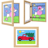 JDZIVTOP 3Pack Kids Art Frames Woodgrain front view shows quick art swaps.