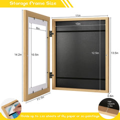JDZIVTOP 3Pack Kids Art Frames Woodgrain horizontal and vertical hanging options for flexible layouts.