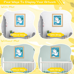 JDZIVTOP 3Pack Kids Art Frames Woodgrain inside storage capacity keeps precious drawings organized.