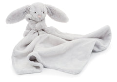 Jellycat Bashful Grey Bunny Soother full view invites gentle nighttime cuddles