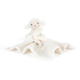 Jellycat Bashful Lamb Soother close-up of soft vanilla fur for calming snuggles.
