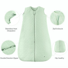 Jellymoni sleep sack demonstrates safety with a zipper guard for delicate skin.
