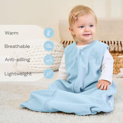 JELLYMONI fleece sleep sack 1.5 TOG offers hip room for growth.