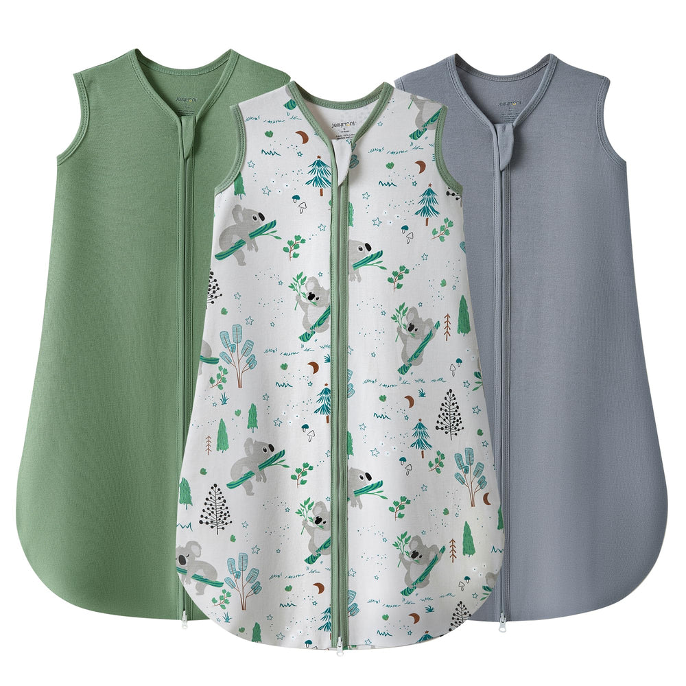 JELLYMONI sleep sack fabric close-up shows breathable 100% cotton for gentle comfort.