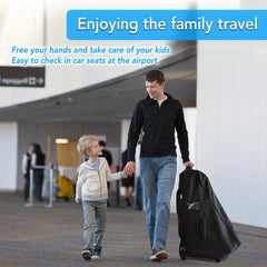 Jenen Jnzen car-seat carrier with wheels, side view for effortless rolling through terminals