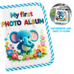 Jenlan Elephant Baby Photo Album teether ring adds on-the-go play.