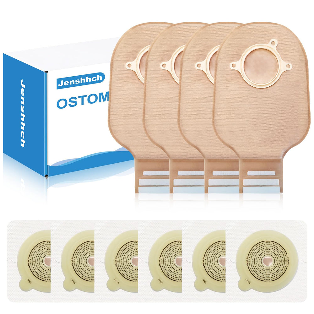 Jenshhch 2-piece ostomy bags with locking ring for easy secure attachment.