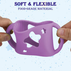 Jeqqinuz pink bottle handles offer ergonomic grip for tiny hands