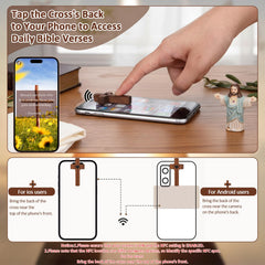 Jerify cross features heart cutout and smooth walnut finish.