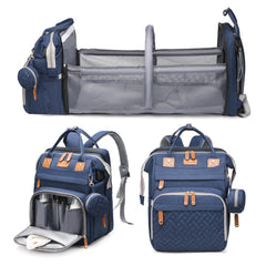 Jeryswet diaper bag with folding-changing station for easy on-the-go changes.