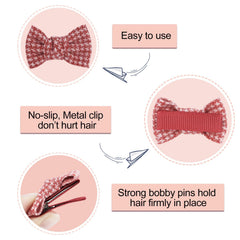 JESSCAT mini bow clip size 1.8 inches sits securely on hair all day.
