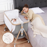 Jestonten baby bassinet bedside sleeper with wood frame for easy night-time care.