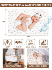Jestonten safety bassinet features a wood-aluminum frame for sturdy, modern nursery design.