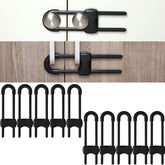 Jetec cabinet locks in use on a kitchen cabinet to keep curious babies safe