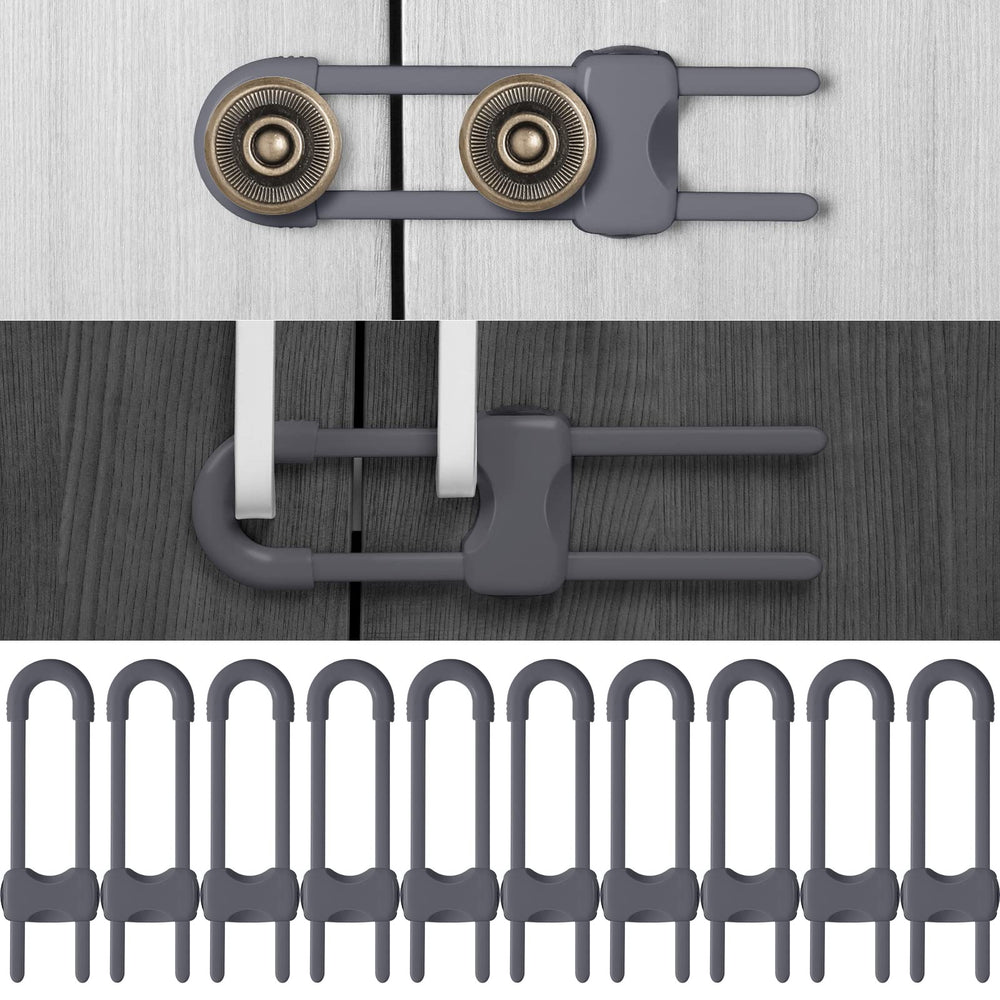 Jetec 10-piece cabinet locks with U-shape design secure drawers and cabinets