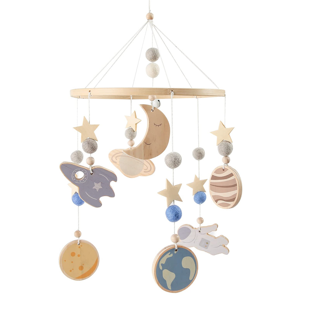 JETM·HH Space Nursery Mobile with planet focus supports visual tracking.