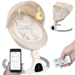JFOVMCYG baby swing in ivory white overview showcasing soothing comfort and portability