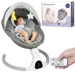 JFOVMCYG baby swing setup shows easy assembly for busy parents.