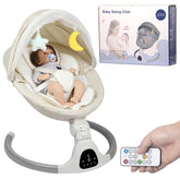 JFOVMCYG electric baby swing ivory white, front view soothing infants