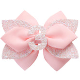 Jiaduo pink birthday bow 1-year elastic band for easy wear