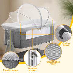 Jiangcha bassinet cover two-way zipper enables quick baby checks