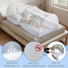 Jiangcha pop-up bed tent fully assembled for hassle-free travel.