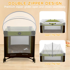 Jiangcha pack and play cover breathable mesh keeps interior comfortable.