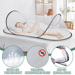 Jiangcha pop-up mosquito net stored compactly for easy travel