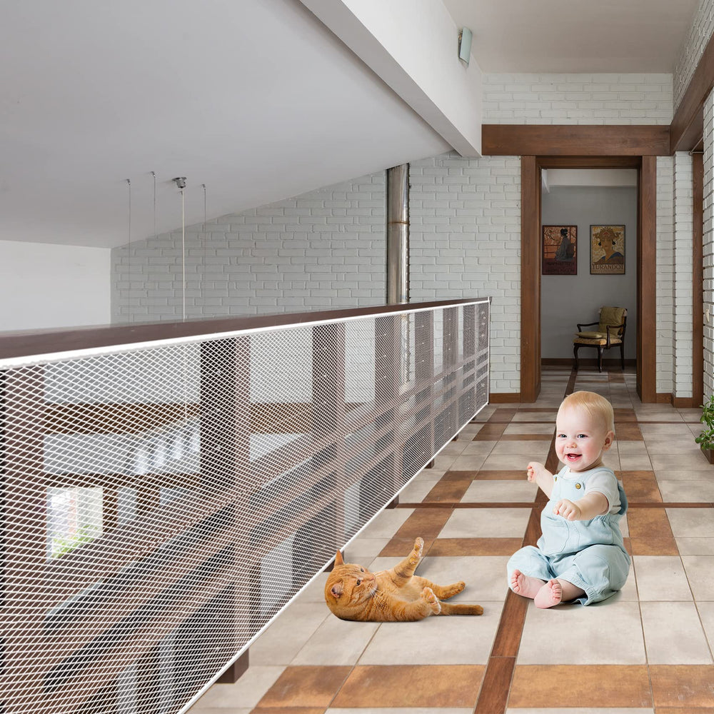 JIFTOK Baby Gate stairs mesh netting allows clear visibility while safeguarding children and pets.