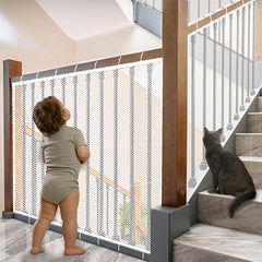 JIFTOK baby gate stairs mesh netting provides safe stair control with clear visibility.