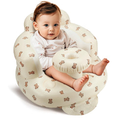 Jikasho inflatable baby seat front view showing stable design for early sitting