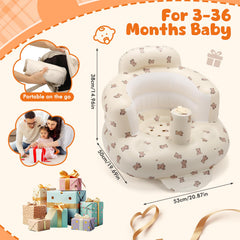 Jikasho inflatable baby seat on floor during playtime helps sit up safely