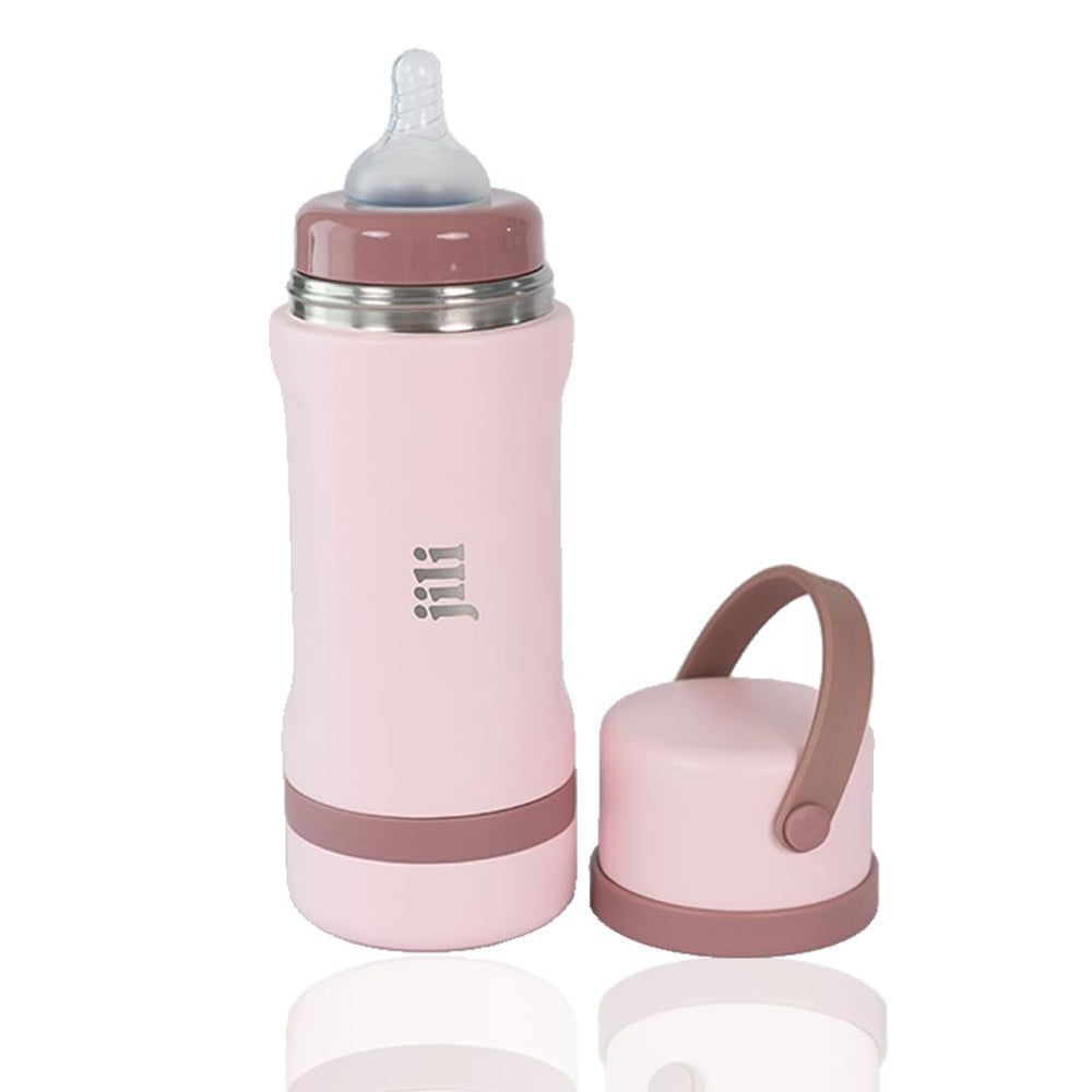 Jili all-in-one baby bottle insulated 8 oz provides secure grip for on-the-go feeding.