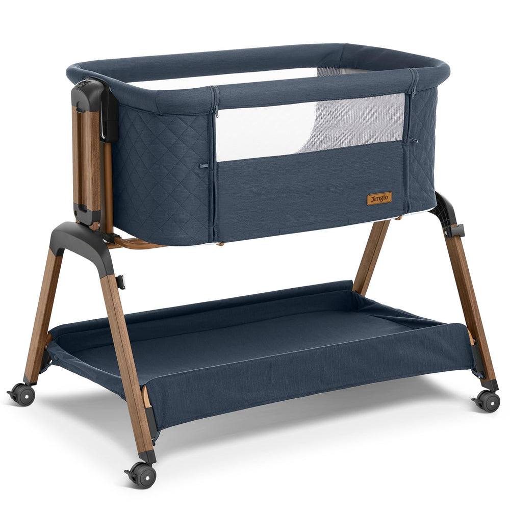 Jimglo 3-in-1 bassinet with mattress offers a snug sleep surface for newborns.