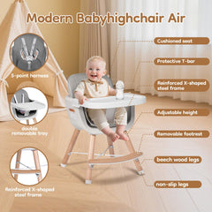jincheng five-point harness securely holds baby during meals.