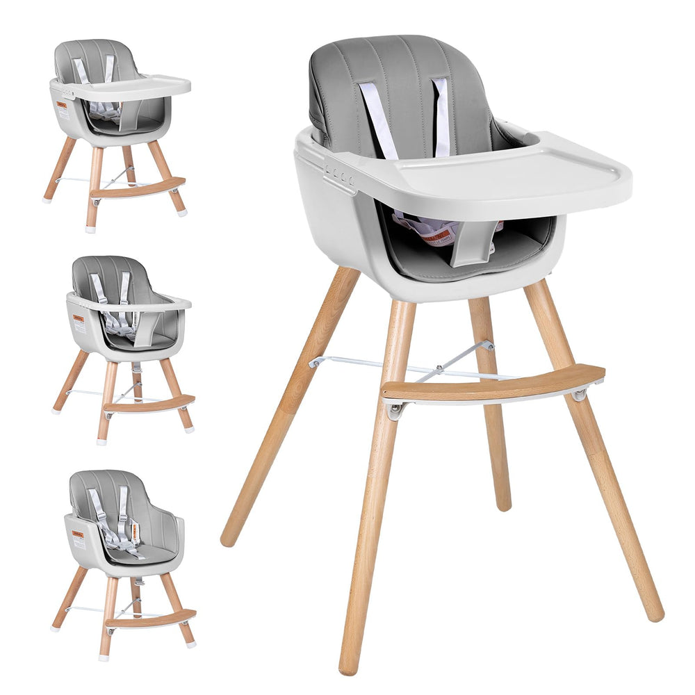 jincheng high chair with wooden frame and dishwasher-safe tray for easy cleanup.