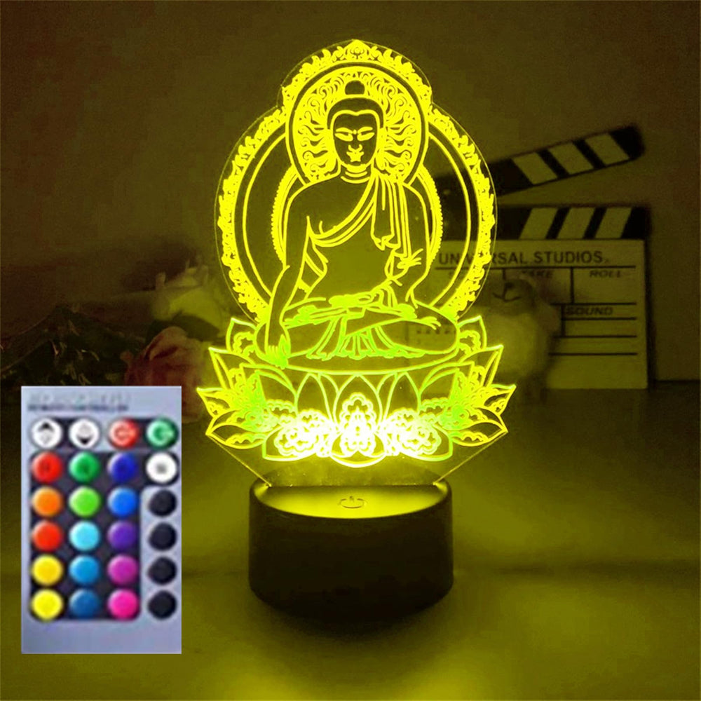 Jinnwell 3D Buddha night light illuminates bedrooms with calming glow.