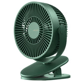 JISULIFE clip-on baby stroller fan secured on a stroller, compact and safe for toddlers.
