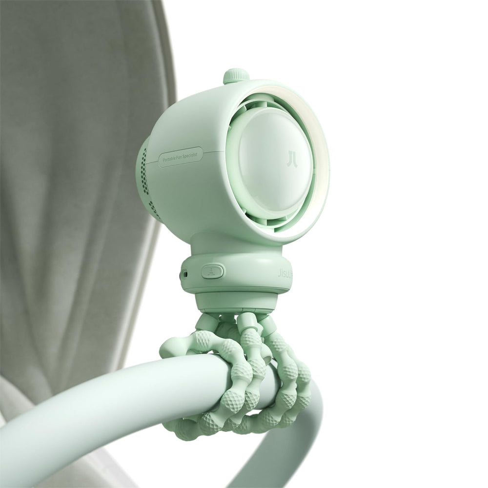 JISULIFE Stroller Fan bladeless design delivers a safe, gentle cooling breeze