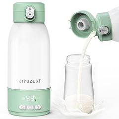 JIYUZEST portable bottle warmer front view, quick warming on the go for families.