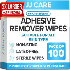 JJ CARE adhesive remover wipes pack offers gentle, sting-free removal for sensitive peri-stoma skin.