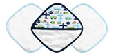 JJ Cole washcloth and bath mitt set front view, soft cotton for baby bath time