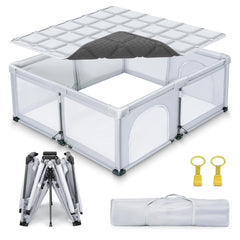 JJKAKA foldable playpen setup shows quick assembly for busy parents.