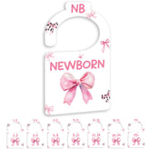 JMOST Pink Bows baby closet divider front view shows clearly labeled sizes for quick outfit changes.
