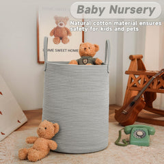 JMvicyroam cotton rope storage basket with soft handles ideal for laundry or toy storage