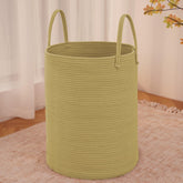 JMvicyroam large woven laundry basket shows 60L capacity for blankets and clothes.