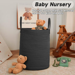 JMvicyroam large woven laundry basket folded corner demonstrates collapsible storage.