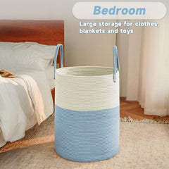 JMvicyroam basket with nursery toys organized beside a crib for easy access.