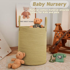 JMvicyroam natural handmade woven hamper demonstrates plastic-free storage for toys.