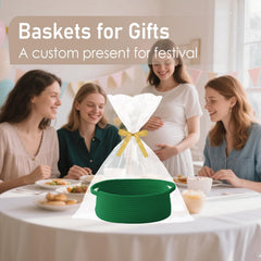 Natural cotton rope diaper caddy in green for nurseries